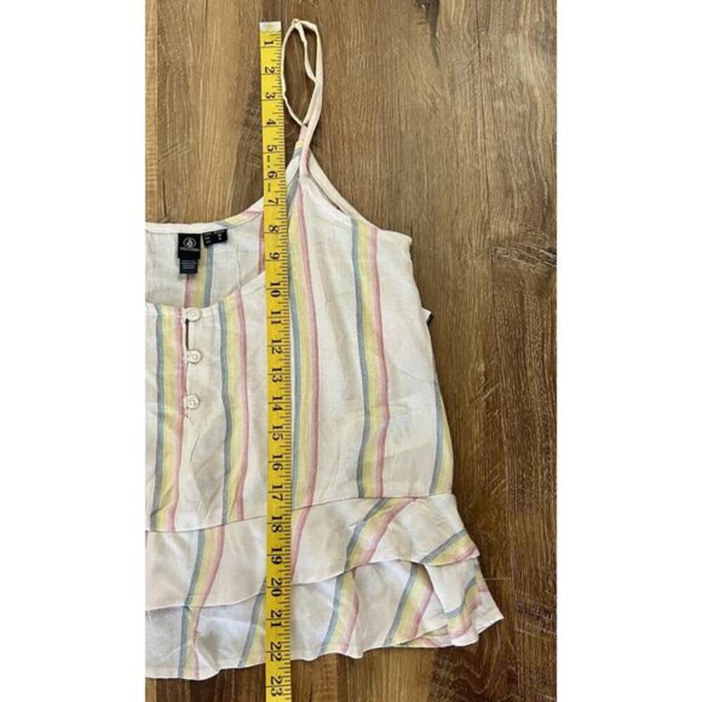 Volcom Women's Ruffled Tropical Stripe Island Cami‎ Tank Size XS NEW - Picture 5 of 13